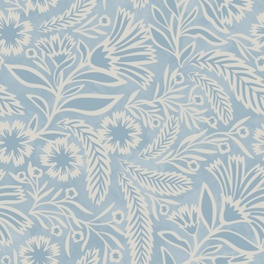 SYLVIA grand-millennial trailing florals, in soft blue and off-white