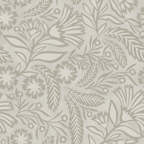 SYLVIA grand-millennial trailing florals, in beige and off-white
