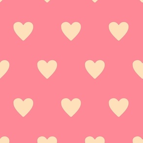Beige-hearts-in-rows-on-faded-soft-vintage-pink-XL-jumbo