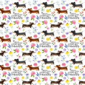 Dachshund Floral//I love you leaps & hounds//White - Med