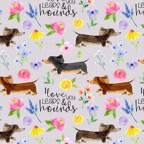 Dachshund Floral//I love you leaps & hounds//Purple - Large