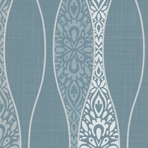 Minimally Lacy Ogee slate wallpaper scale
