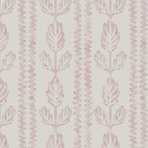 COLETTE textured rows of wavy lines and block-print inspired and watercolor-like leaves in Orchid Lavender-Pink and off-white