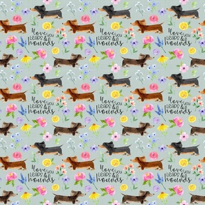 Dachshund Floral//I love you leaps & hounds//Green - Med