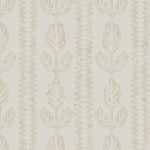 COLETTE textured rows of wavy lines and block-print inspired and watercolor-like leaves in Chai Latte Brown and off-white