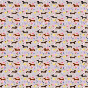 Dachshund Floral//Mauve - Small