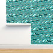 Assorted greyhounds racing endlessly on teal Large Scale