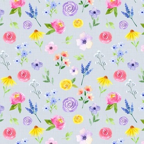 Dachshund Spring Floral//Blue - Large