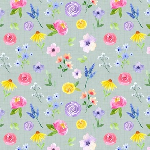 Dachshund Spring Floral//Green - Large