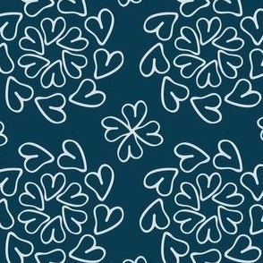 Love Hearts White on Dark Teal LARGE