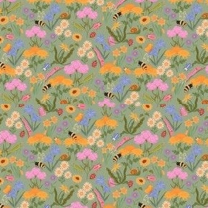 Wildflower Meadow Sweet Insects Bugs Garden Spring Floral green 4in