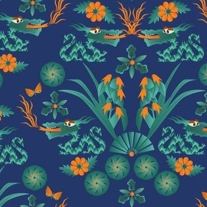 Year of the dragon / Asian inspired / medium blue / green