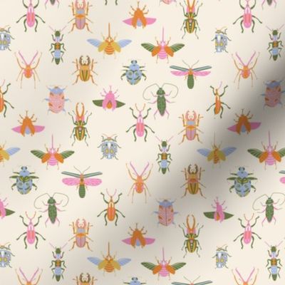 Bugs wallpaper - colorful fun pink orange bugs insects design 6in