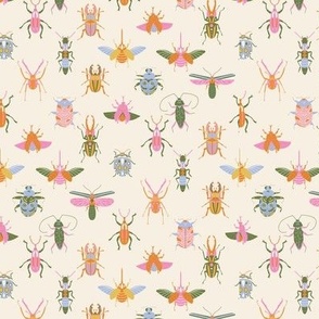 Bugs wallpaper - colorful fun pink orange bugs insects design 6in