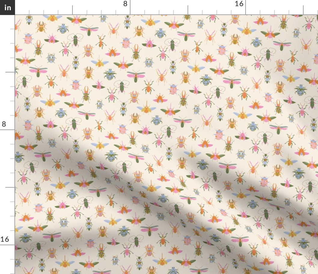 Bugs wallpaper - colorful fun pink orange bugs insects design 6in