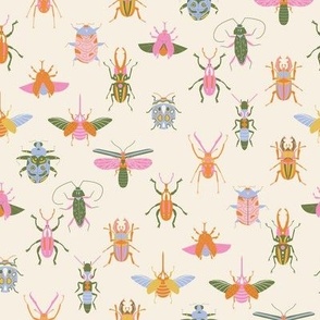 Bugs wallpaper - colorful fun pink orange bugs insects design 8in