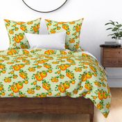 Orange Blossom Fruit trailing mid century modern - mint background