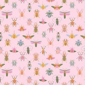 Bugs wallpaper - colorful fun pink orange bugs insects design pink 4in