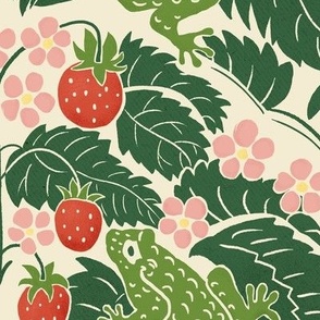 Bullfrogs And Wild Strawberries On Cream- Large Scale