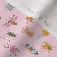 Bugs wallpaper - colorful fun pink orange bugs insects design pink 6in