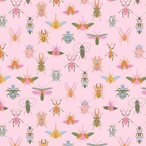 Bugs wallpaper - colorful fun pink orange bugs insects design pink 6in