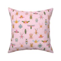 Bugs wallpaper - colorful fun pink orange bugs insects design pink 12in