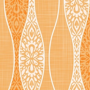 Minimally Lacy Ogee yellow wallpaper scale