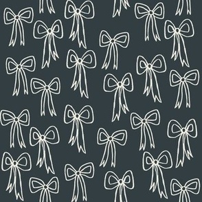 Boho Ribbons and Bows -  Medium Scale - in Navy and White