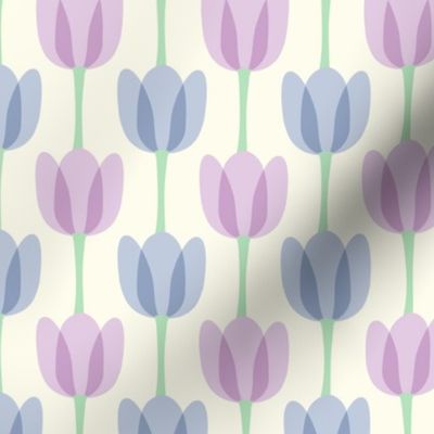 Tulips in Bloom - Lavender Pink,  Cream -  Small