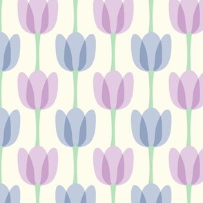 Tulips in Bloom - Lavender Pink,  Cream -  Small