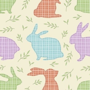 Pastel Bunnies Stitching Effect Pattern