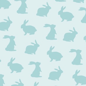 Pastel Blue Bunnies Silhouette Pattern