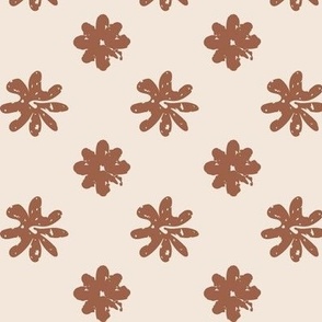 Muted Orange and Off White Floral Stamp