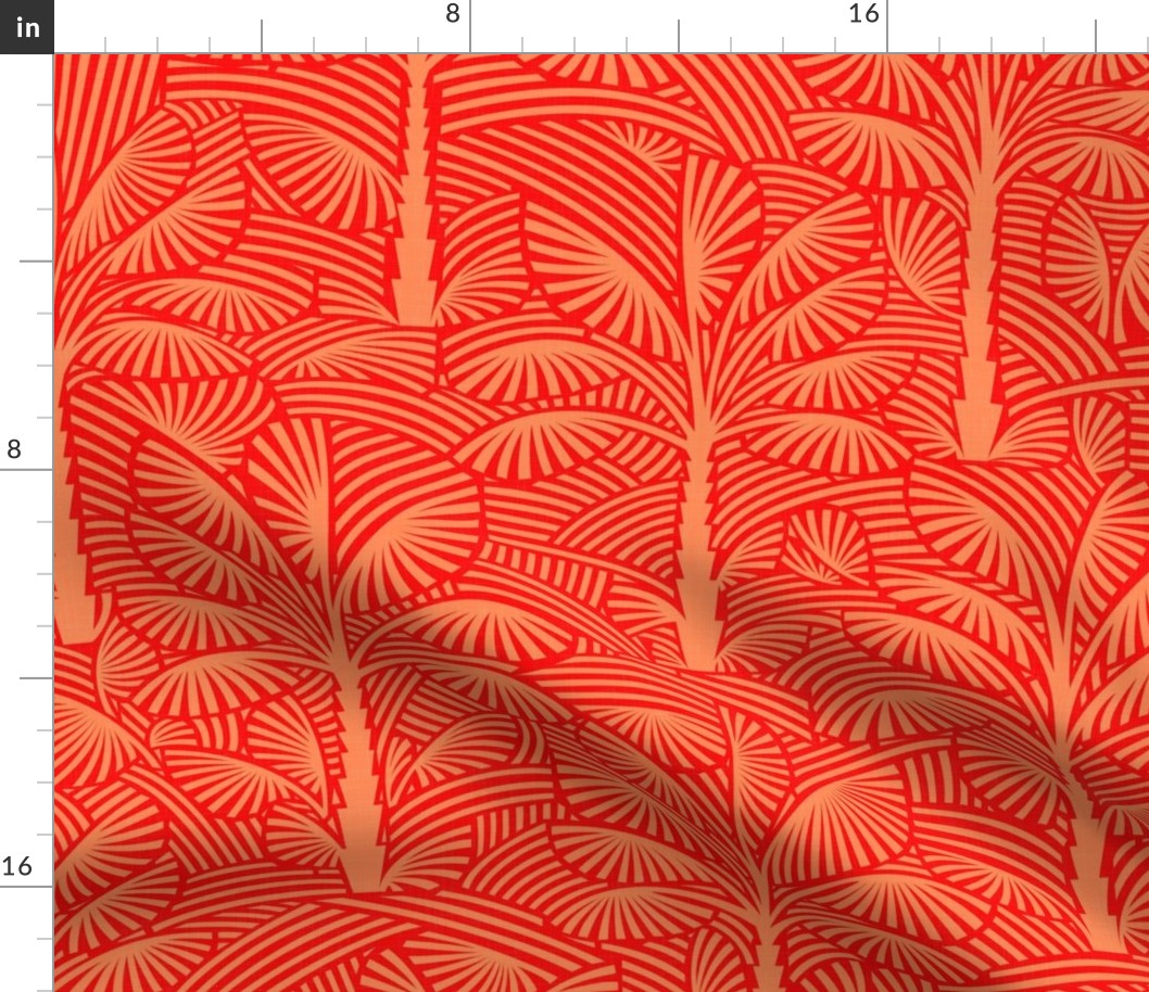 Exotic Palm Trees - Decorative, Tropical Nature in Spicy Shades / Large