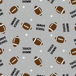 S ✹ American Footballs on Gray with White Stars - Boys Bedroom