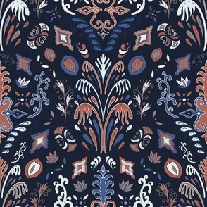 Vintage Floral Tiles 1 Fall Blue