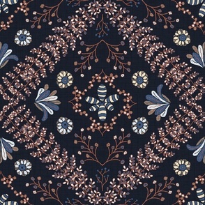 Vintage Floral Tiles 5 Fall Blue