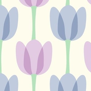 Tulips in Bloom Lavender and Cream - Medium