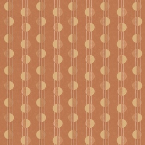 S - Warm Minimalism Boho Wheat Brown Geometric Abstract Circles and Stripes on Terracotta background