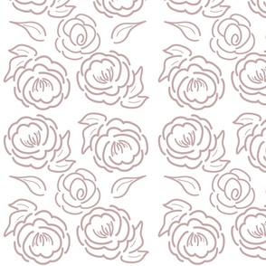 Hand Drawn Peonies Roses | Dusty Rose White