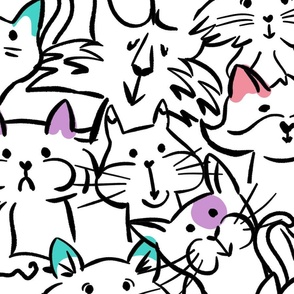 Color Pop Doodle Cats, VIvid Pastels
