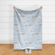 Cozy Night Sky- 34 Fog Blue- Full Moon and Stars Over the Clouds- Calming Sky- Soft Light Pastel Blue- Blue Sky- Bedroom Wallpaper- Monochromatic Duvet- Gender Neutral Nursery- Large