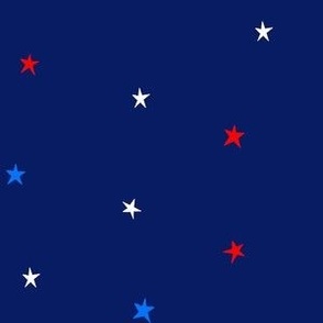 (l) 4th of July USA colored Stars on Navy Blue