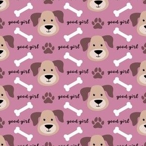 good girl female dog sweet face puppy canine bones paw print large head soft magenta pink dog bedding accessories bandana approx 1 one inch