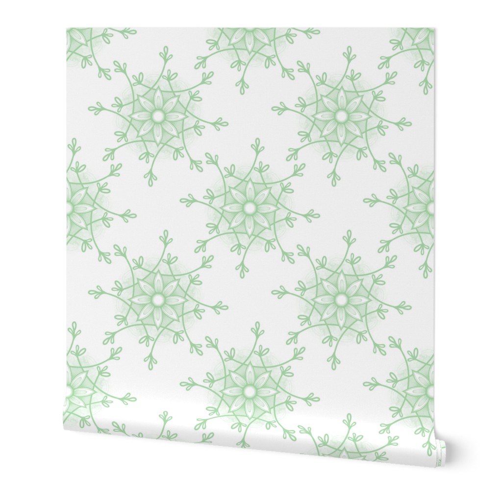 Bloom And Spine Floral Design in Green And White