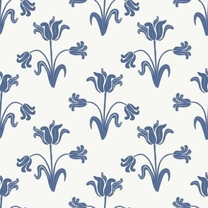 Tulips soft blue and white pattern