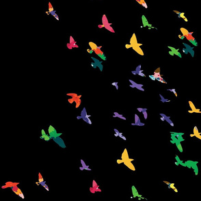 Colorful flying birds