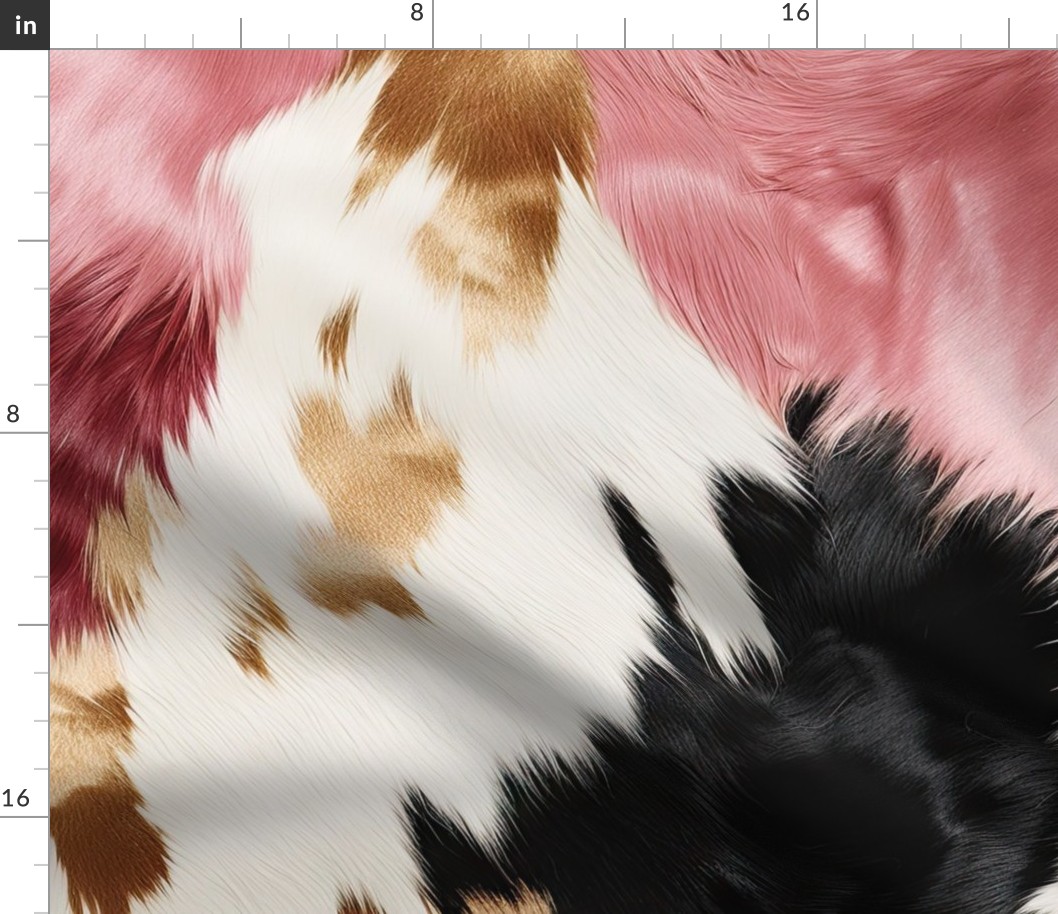Large scale cow print pink and black 