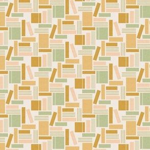 (S) Geometric library mid century off white warm colors