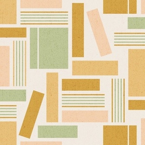 (L) Geometric library mid century off white warm colors